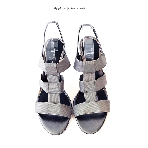 TAHARI Metallic Stretch Slingback Sandal 3.8" heel - Picture 4 of 6